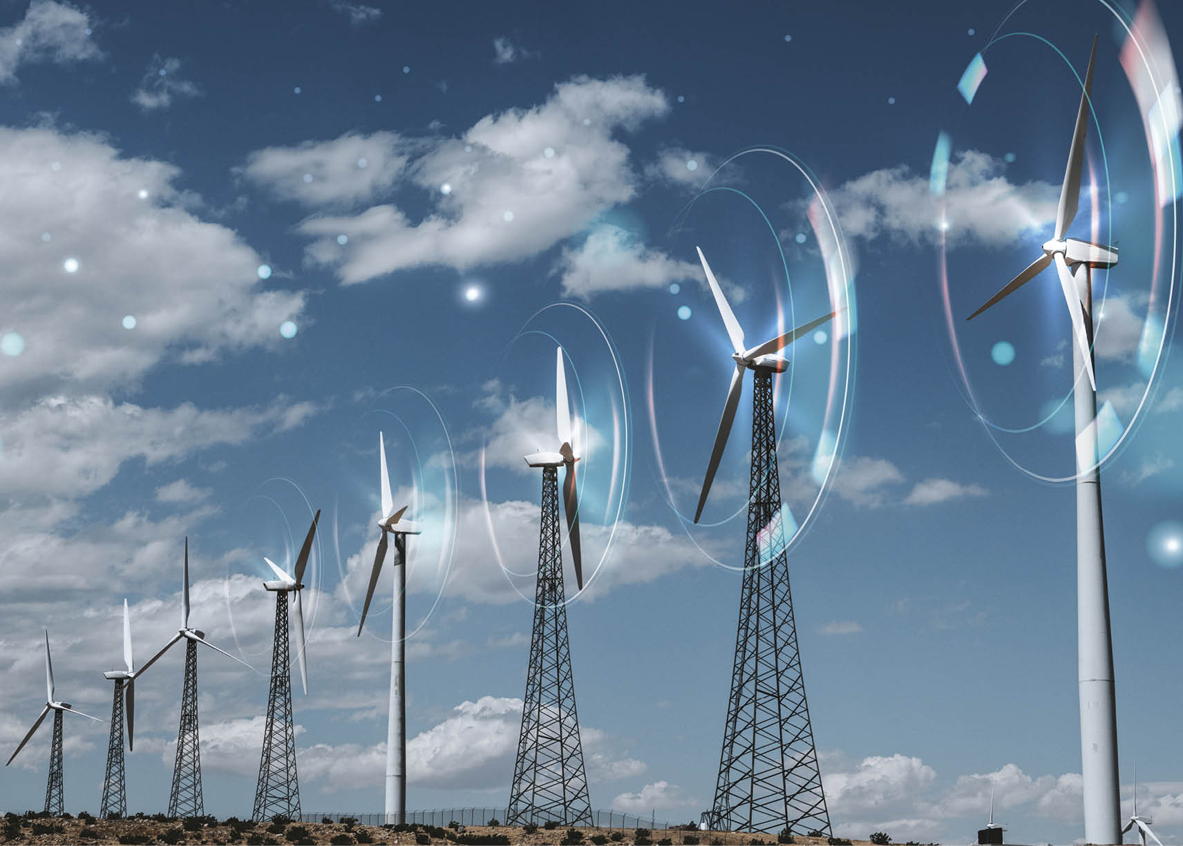 Wind energy with wind turbines background
