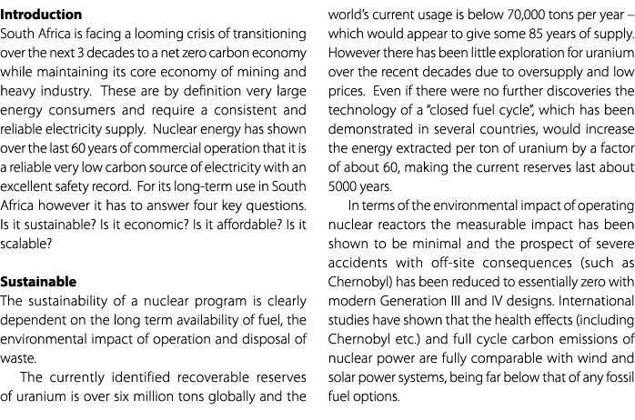 Introduction South Africa is facing a looming crisis of transitioning over the next 3 decades to a net zero carbon ec...
