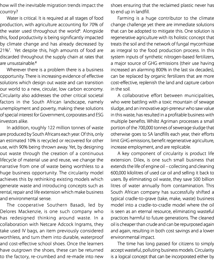 how will the inevitable migration trends impact the country? Water is critical. It is required at all stages of food ...