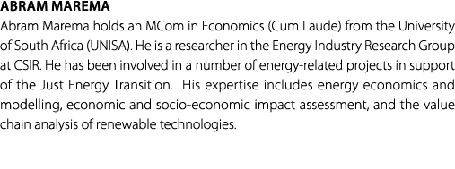 Abram Marema Abram Marema holds an MCom in Economics (Cum Laude) from the University of South Africa (UNISA). He is a...