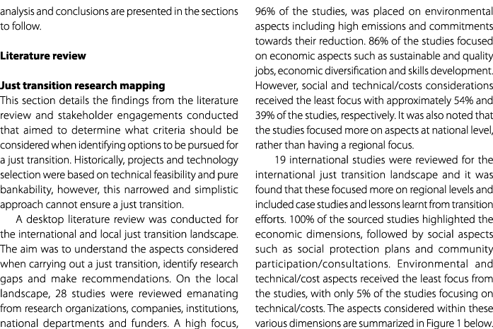 analysis and conclusions are presented in the sections to follow. Literature review Just transition research mapping ...
