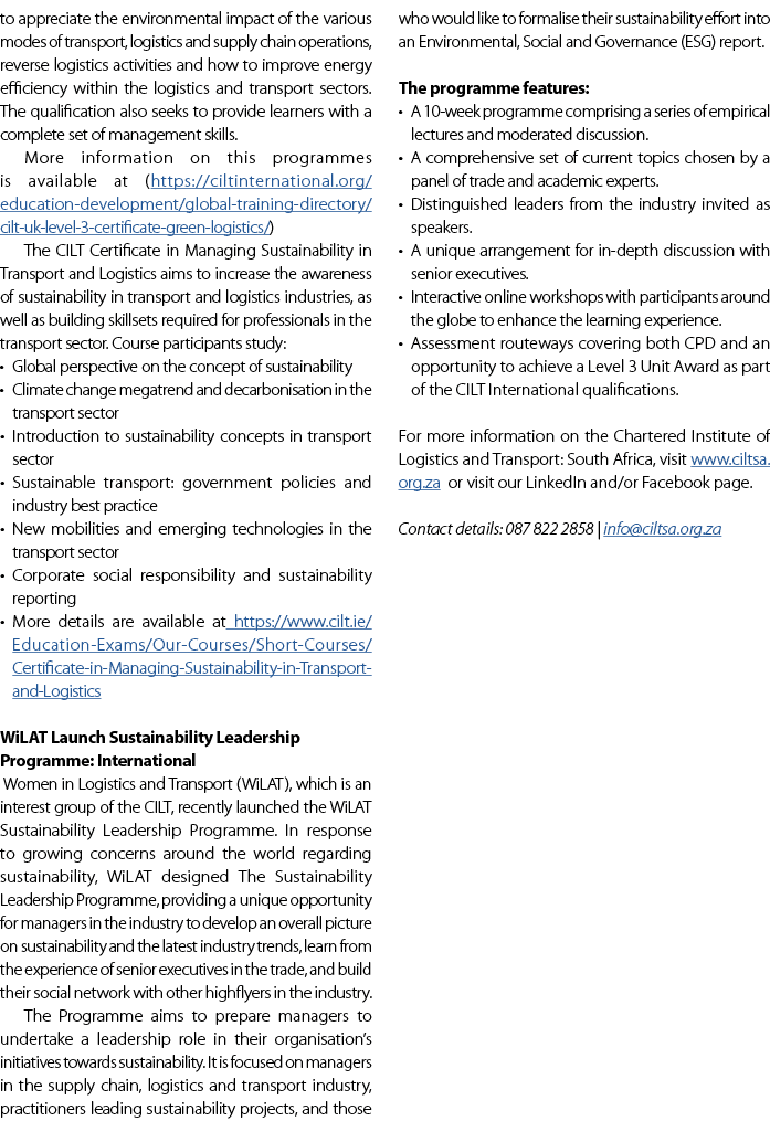to appreciate the environmental impact of the various modes of transport, logistics and supply chain operations, reve...