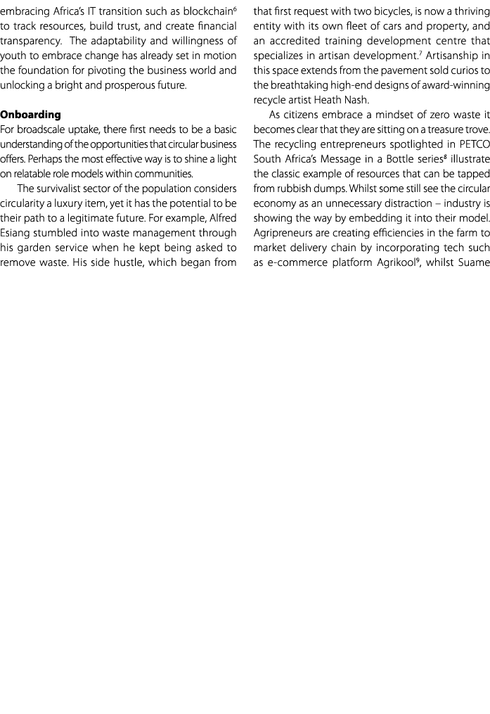 embracing Africa’s IT transition such as blockchain6 to track resources, build trust, and create financial transparen...