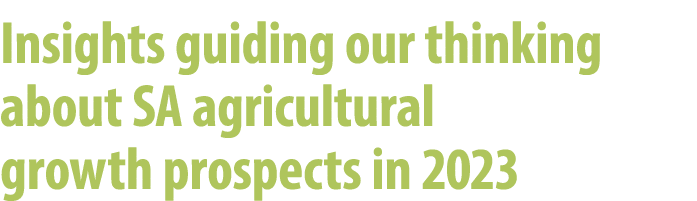 Insights guiding our thinking about SA agricultural growth prospects in 2023