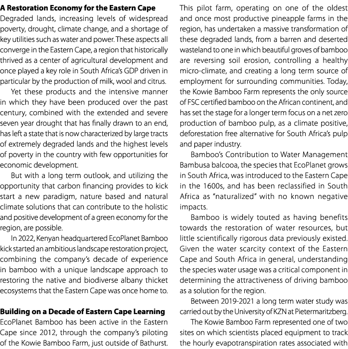 A Restoration Economy for the Eastern Cape Degraded lands, increasing levels of widespread poverty, drought, climate ...