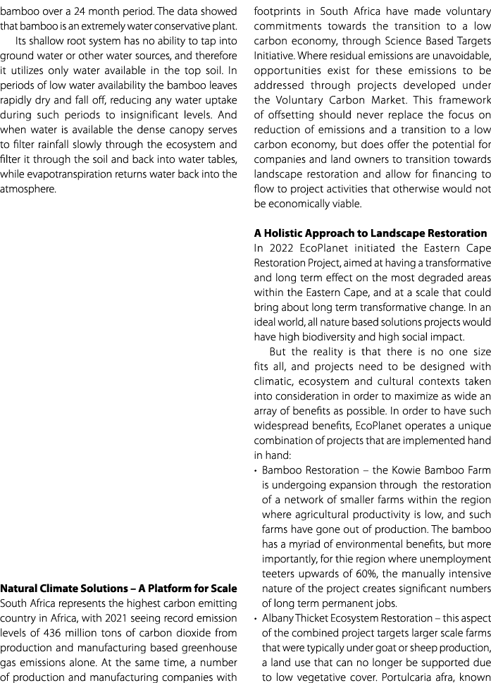 bamboo over a 24 month period. The data showed that bamboo is an extremely water conservative plant. Its shallow root...