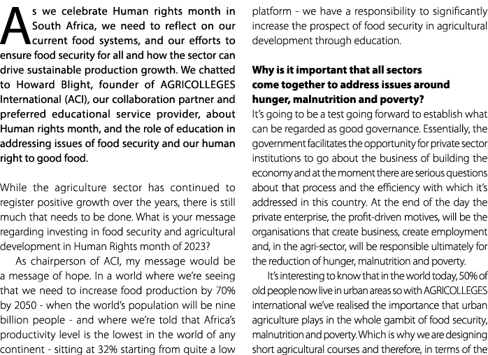 As we celebrate Human rights month in South Africa, we need to reflect on our current food systems, and our efforts t...