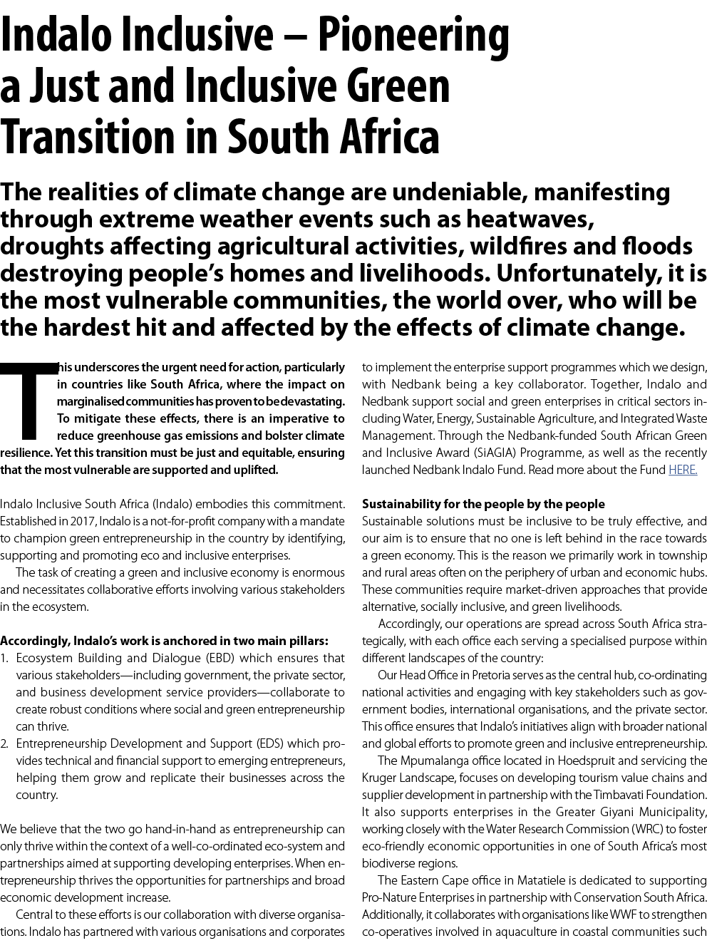 Indalo Inclusive – Pioneering a Just and Inclusive Green Transition in South Africa The realities of climate change a...