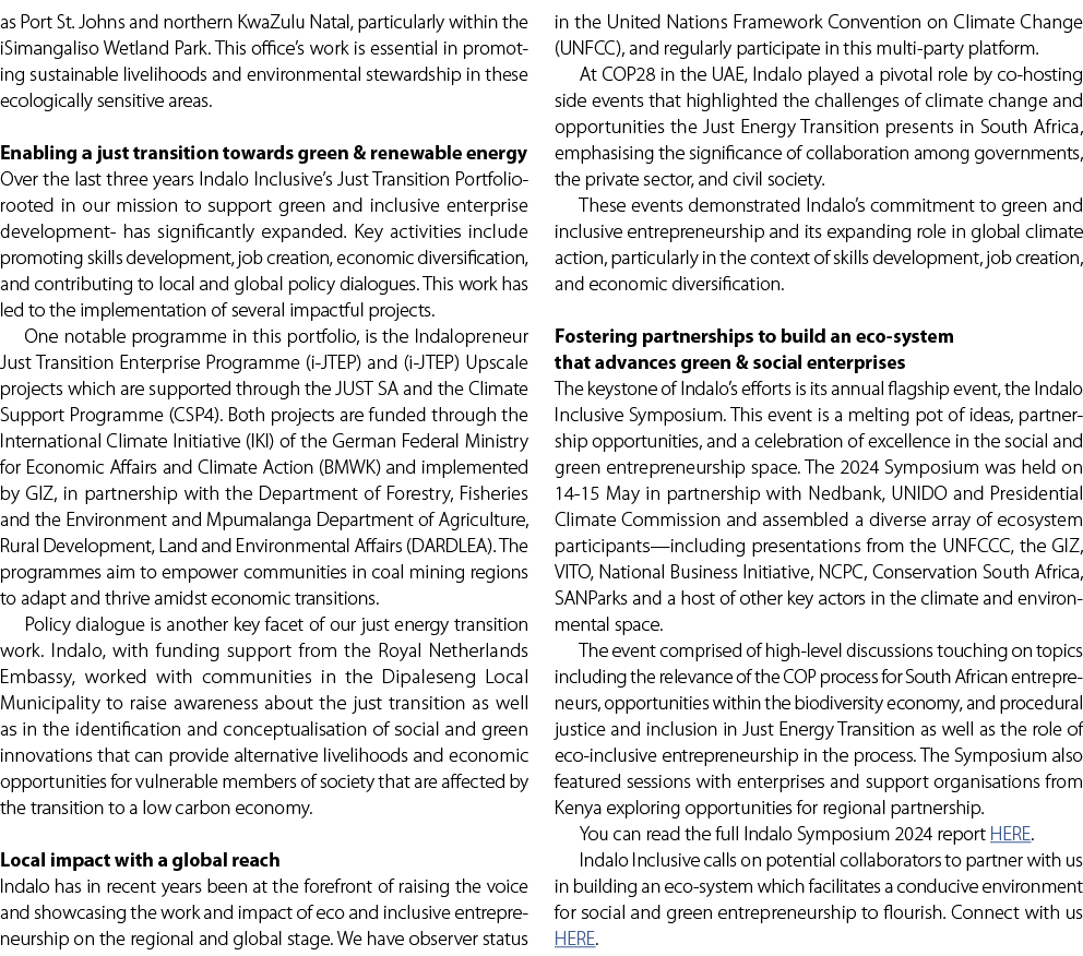 as Port St. Johns and northern KwaZulu Natal, particularly within the iSimangaliso Wetland Park. This office’s work i...