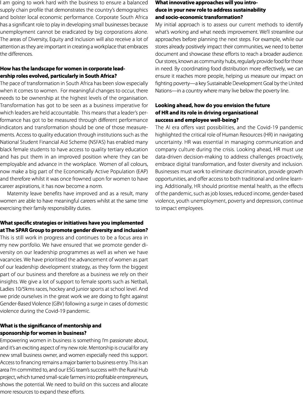 I am going to work hard with the business to ensure a balanced supply chain profile that demonstrates the country’s d...