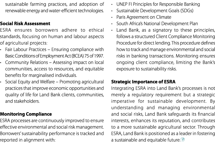 sustainable farming practices, and adoption of renewable energy and water efficient technologies. Social Risk Assessm...