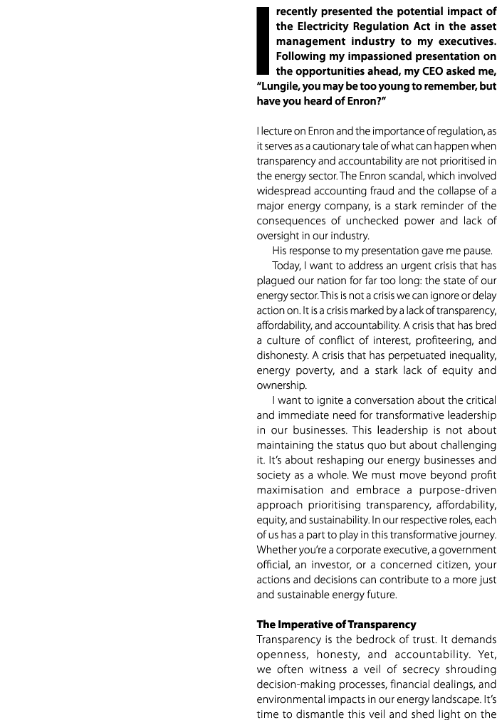 I recently presented the potential impact of the Electricity Regulation Act in the asset management industry to my ex...