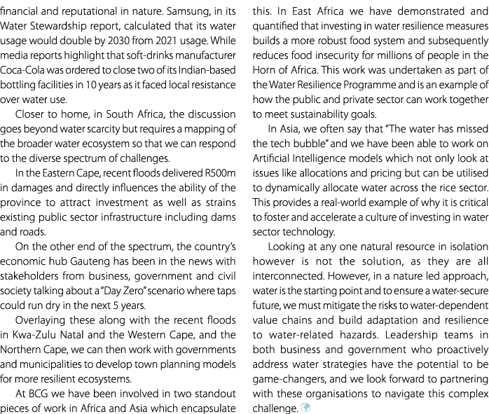 financial and reputational in nature. Samsung, in its Water Stewardship report, calculated that its water usage would...