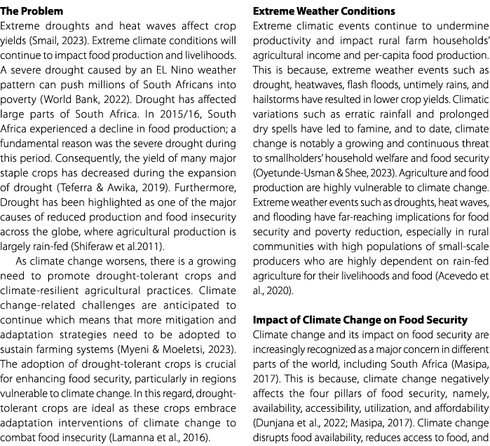 The Problem Extreme droughts and heat waves affect crop yields (Smail, 2023). Extreme climate conditions will continu...