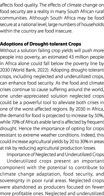 affects food quality. The effects of climate change on food security are a reality in many South African rural commun...