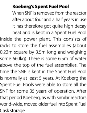 Koeberg’s Spent Fuel Pool When SNF is removed from the reactor after about four and a half years in use it has theref...