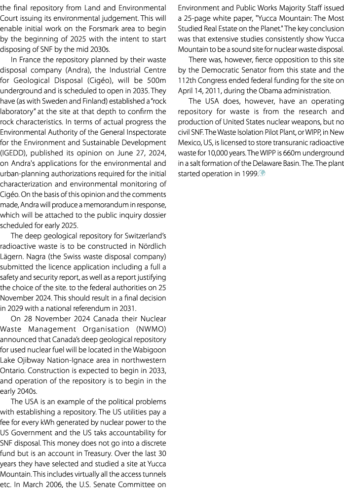 the final repository from Land and Environmental Court issuing its environmental judgement. This will enable initial ...