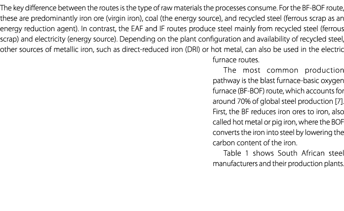 The key difference between the routes is the type of raw materials the processes consume. For the BF BOF route, these...