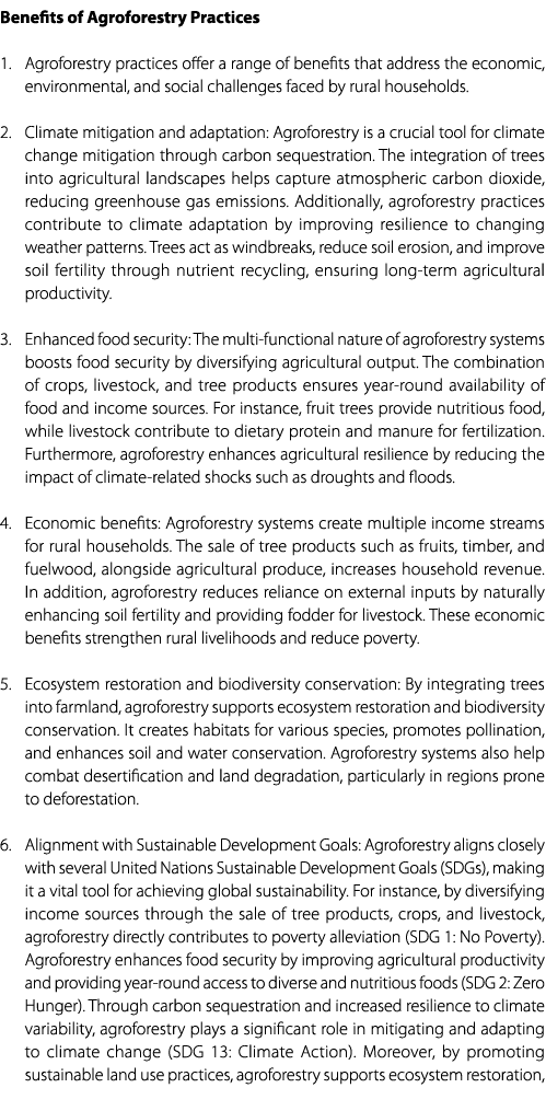 Benefits of Agroforestry Practices 1. Agroforestry practices offer a range of benefits that address the economic, env...