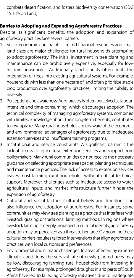 combats desertification, and fosters biodiversity conservation (SDG 15: Life on Land). Barries to Adopting and Expand...