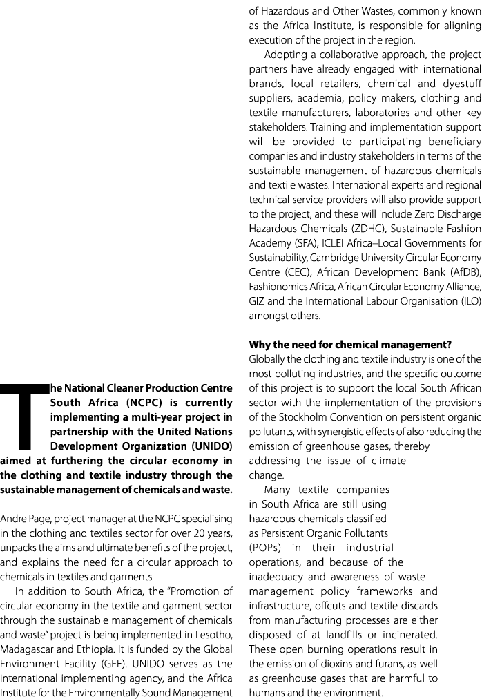 The National Cleaner Production Centre South Africa (NCPC) is currently implementing a multi year project in partners...