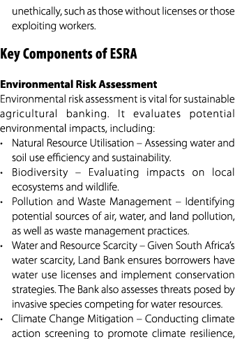 unethically, such as those without licenses or those exploiting workers. Key Components of ESRA Environmental Risk As...