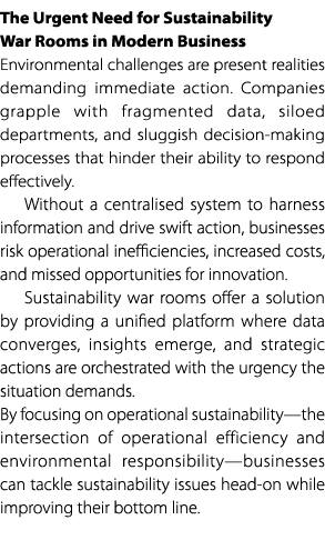 The Urgent Need for Sustainability War Rooms in Modern Business Environmental challenges are present realities demand...