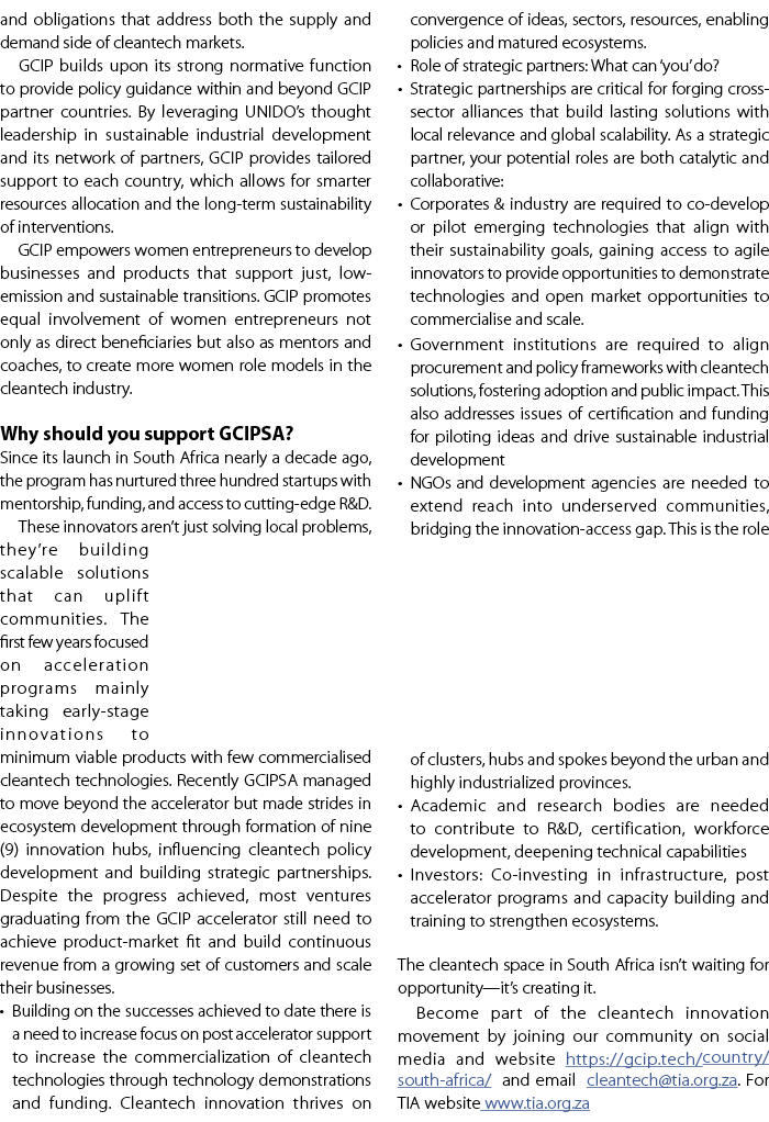 and obligations that address both the supply and demand side of cleantech markets. GCIP builds upon its strong normat...