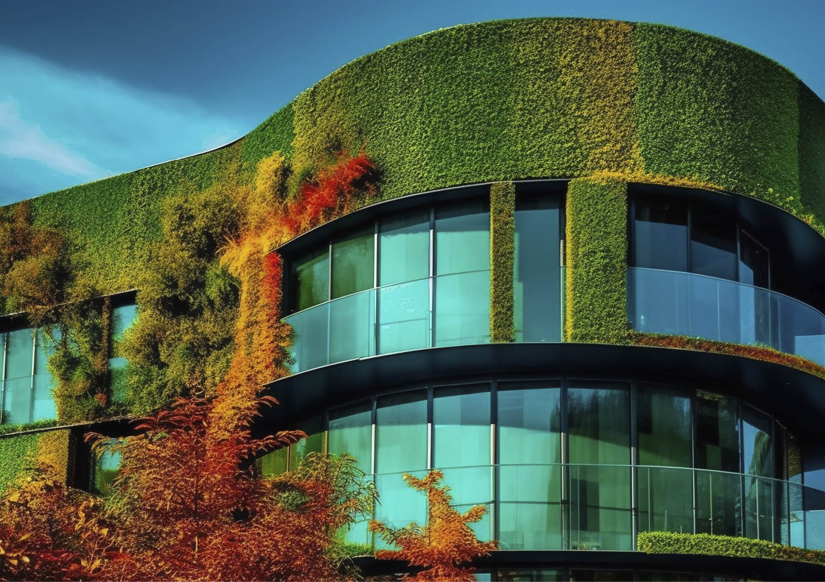 A sleek modern cityscape illuminated at dusk generated by artificial intelligence