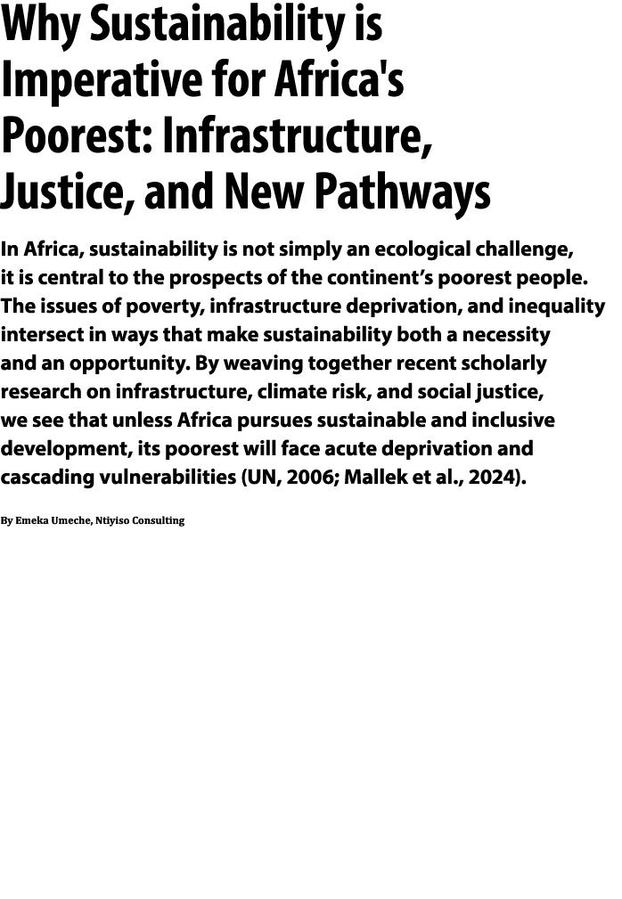 Why Sustainability is Imperative for Africa's Poorest: Infrastructure, Justice, and New Pathways In Africa, sustainab...