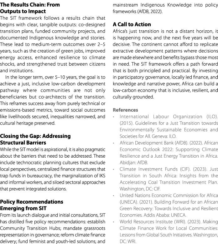 The Results Chain: From Outputs to Impact The SIT framework follows a results chain that begins with clear, tangible ...
