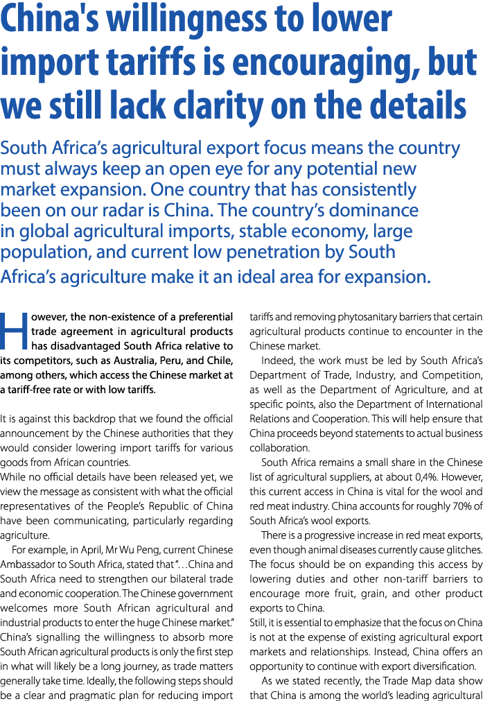 China's willingness to lower import tariffs is encouraging, but we still lack clarity on the details South Africa’s a...