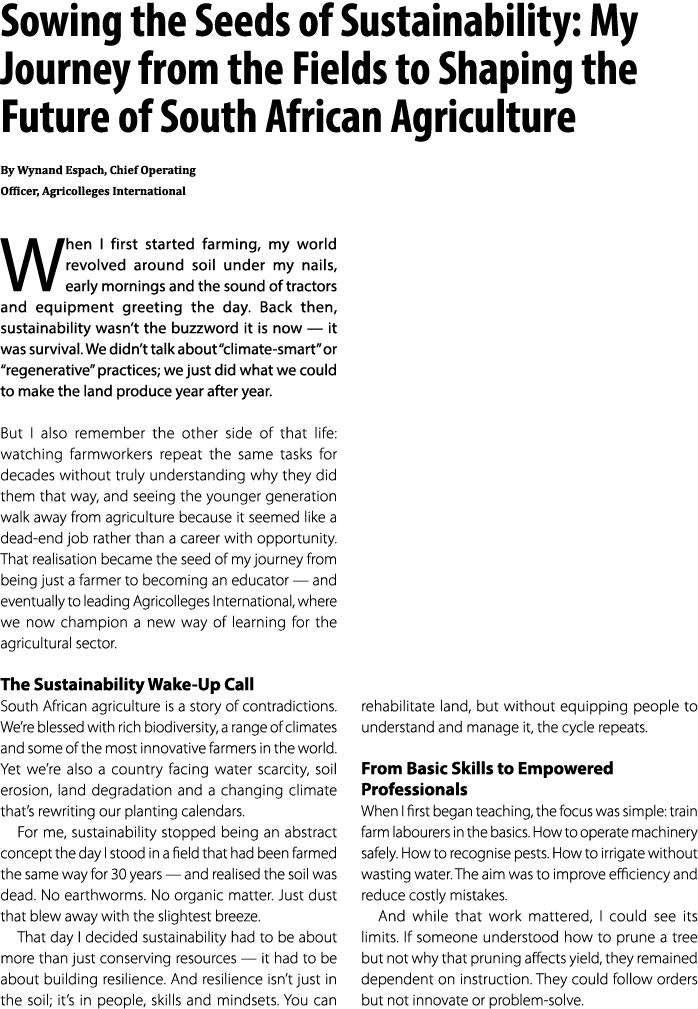 Sowing the Seeds of Sustainability: My Journey from the Fields to Shaping the Future of South African Agriculture By ...