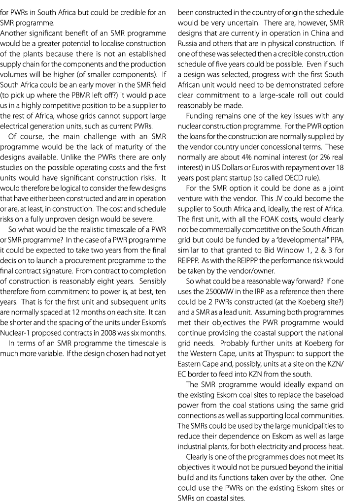 for PWRs in South Africa but could be credible for an SMR programme. Another significant benefit of an SMR programme ...