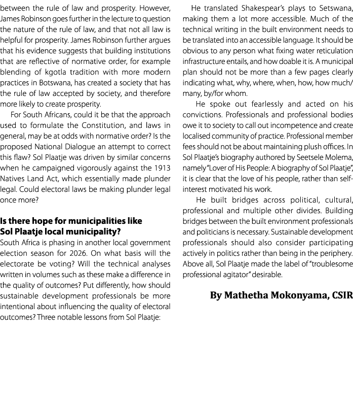 between the rule of law and prosperity. However, James Robinson goes further in the lecture to question the nature of...