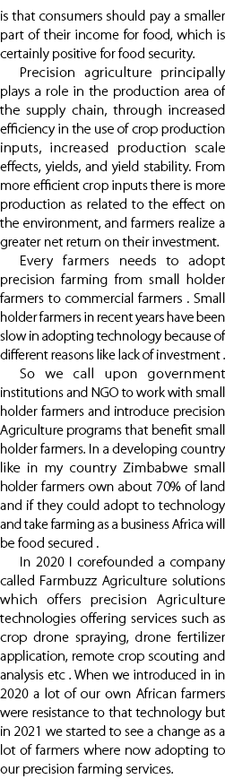 is that consumers should pay a smaller part of their income for food, which is certainly positive for food security. ...
