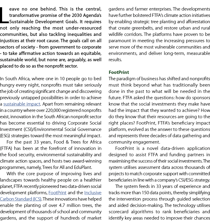 Leave no one behind. This is the central, transformative promise of the 2030 Agenda’s Sustainable Development Goals. ...