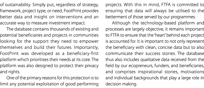 of sustainability. Simply put, regardless of strategy, framework, project type, or need, FootPrint provides better da...