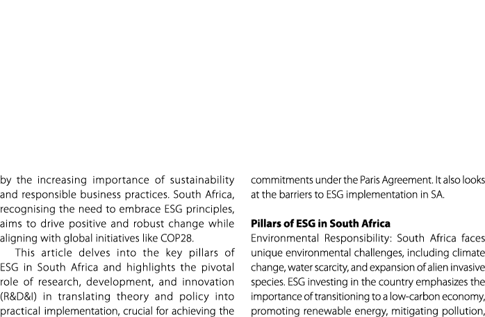 by the increasing importance of sustainability and responsible business practices. South Africa, recognising the need...