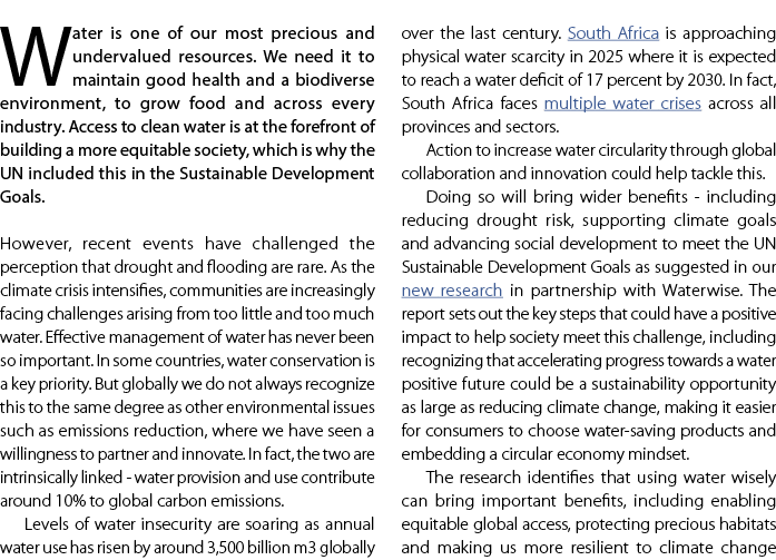 Water is one of our most precious and undervalued resources. We need it to maintain good health and a biodiverse envi...