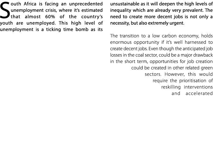 South Africa is facing an unprecedented unemployment crisis, where it’s estimated that almost 60% of the country’s yo...