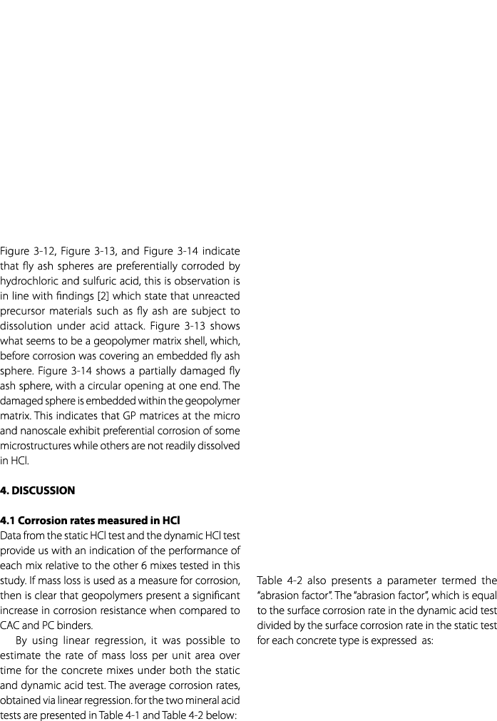 Figure 3‑12, Figure 3‑13, and Figure 3‑14 indicate that fly ash spheres are preferentially corroded by hydrochloric a...