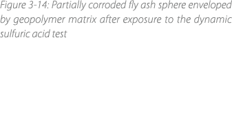 Figure 3 14: Partially corroded fly ash sphere enveloped by geopolymer matrix after exposure to the dynamic sulfuric ...