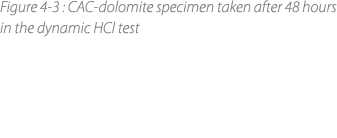 Figure 4‑3 : CAC dolomite specimen taken after 48 hours in the dynamic HCl test 
