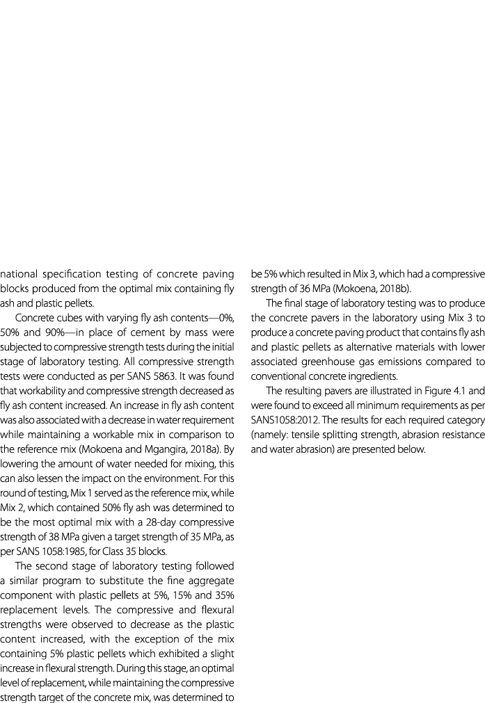 national specification testing of concrete paving blocks produced from the optimal mix containing fly ash and plastic...
