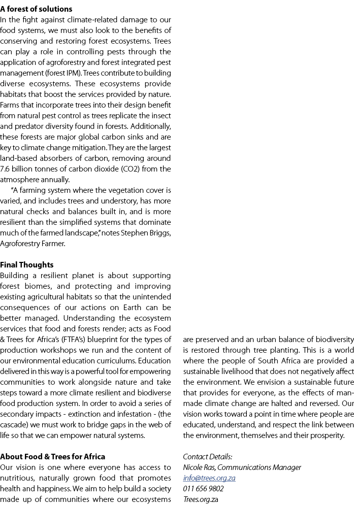 A forest of solutions In the fight against climate related damage to our food systems, we must also look to the benef...
