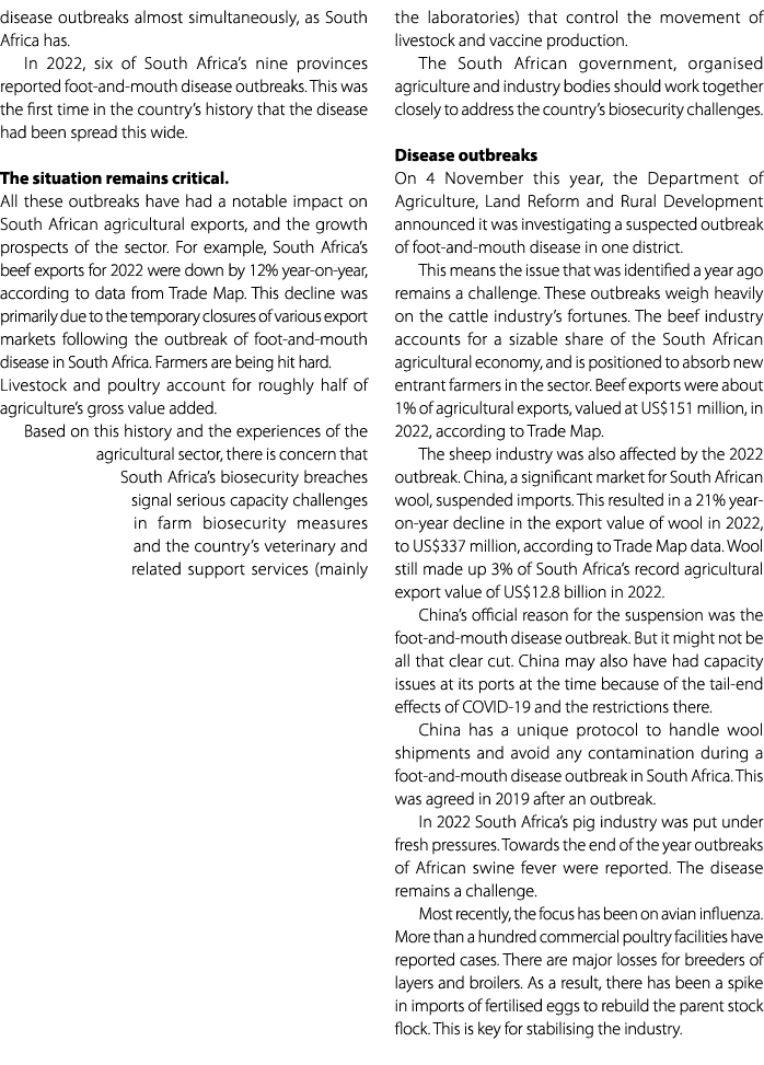 disease outbreaks almost simultaneously, as South Africa has. In 2022, six of South Africa’s nine provinces reported ...