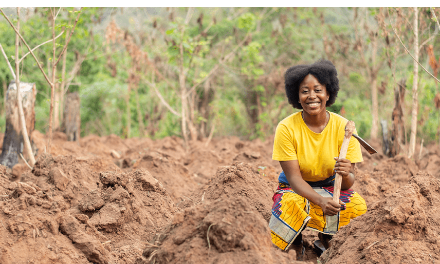 female african farmer working on a farm