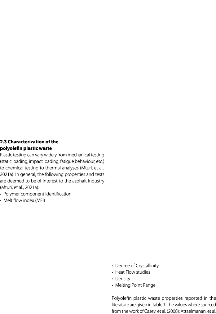 2.3 Characterization of the polyolefin plastic waste Plastic testing can vary widely from mechanical testing (static ...