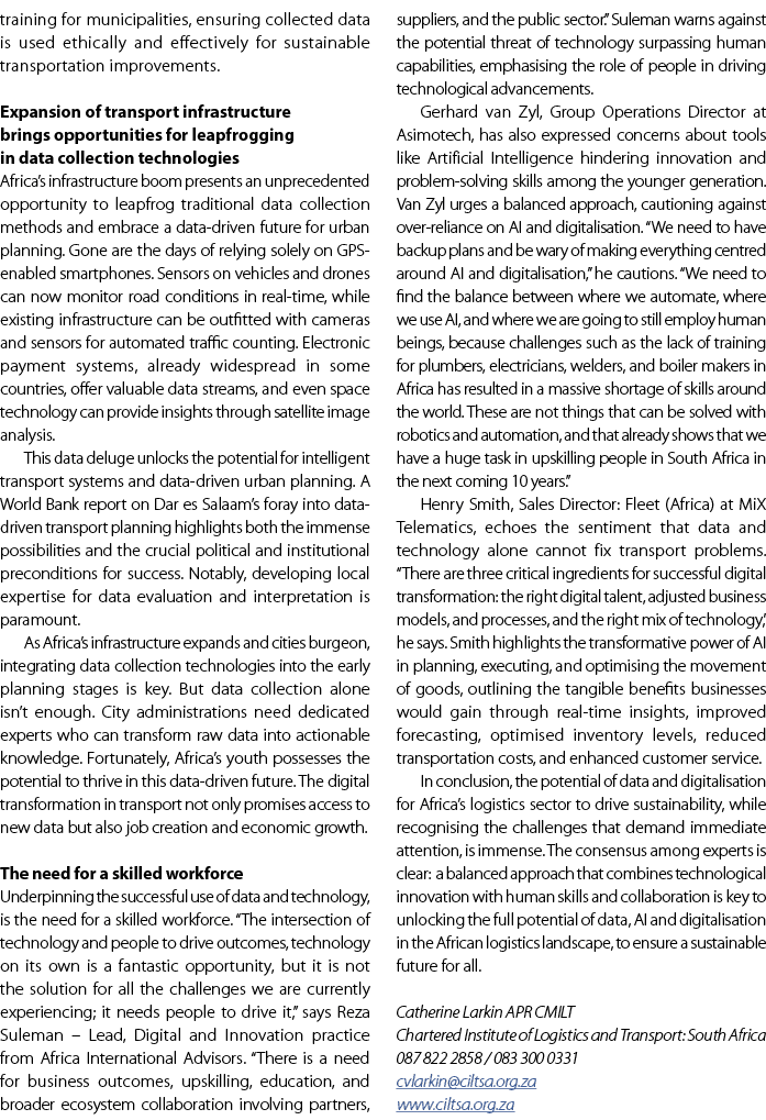 training for municipalities, ensuring collected data is used ethically and effectively for sustainable transportation...